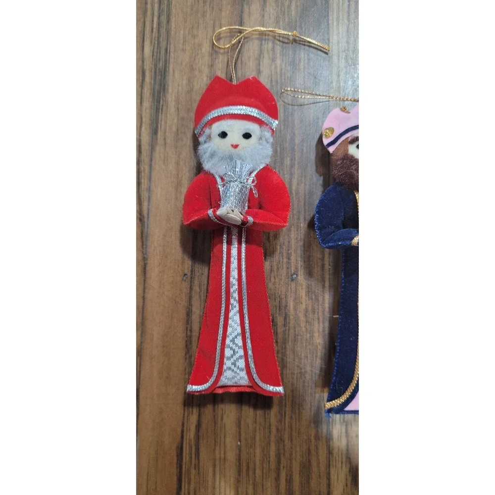 Vintage 3 Wisemen felt and fabric ornaments